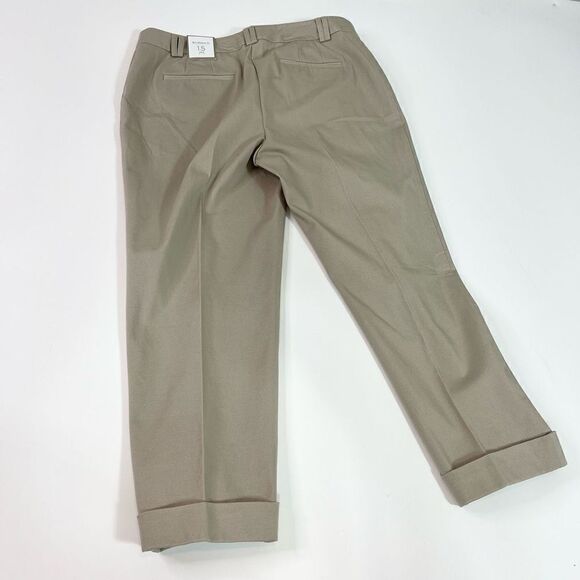 Chico's Pants The Ultimate Fit Crop Womens Medium Tan Flat Front NEW Belt Loops - Picture 8 of 12